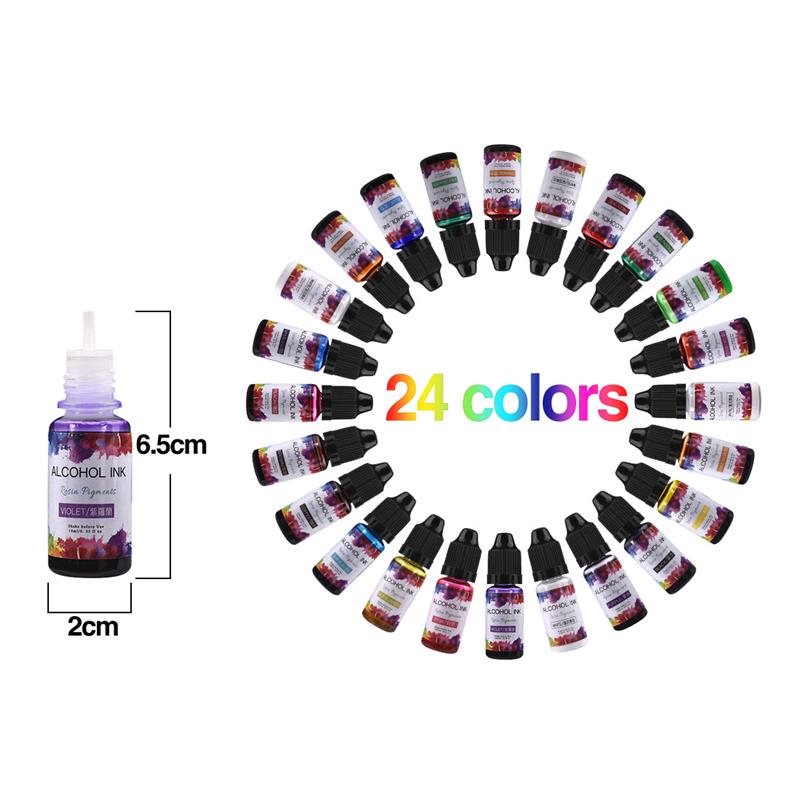 24 cores/conjunto 10ml resina  - Resin Art Alcohol Ink avaliação e preço