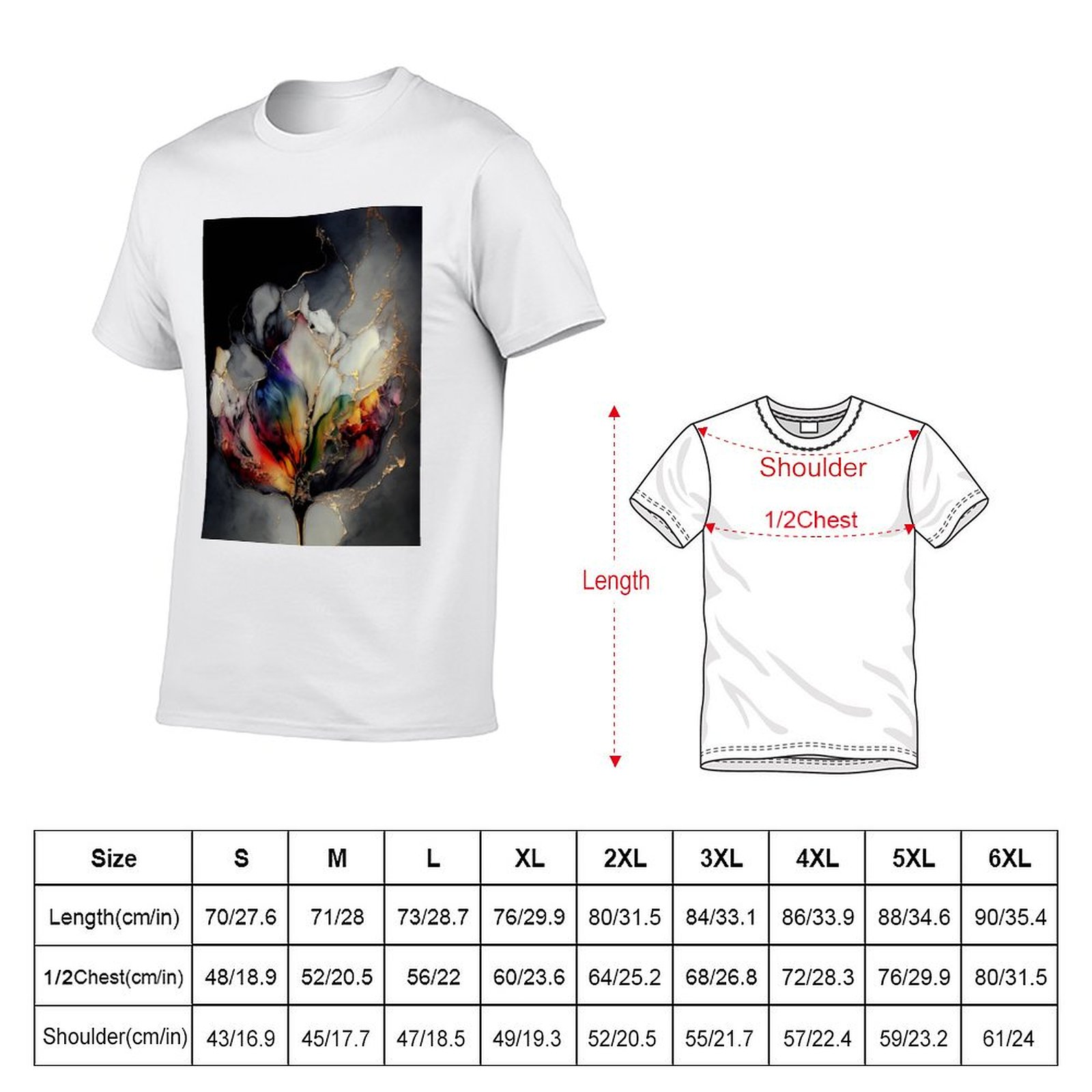 Tulip Symphony - Camiseta com  - Resin Art Alcohol Ink avaliação e preço