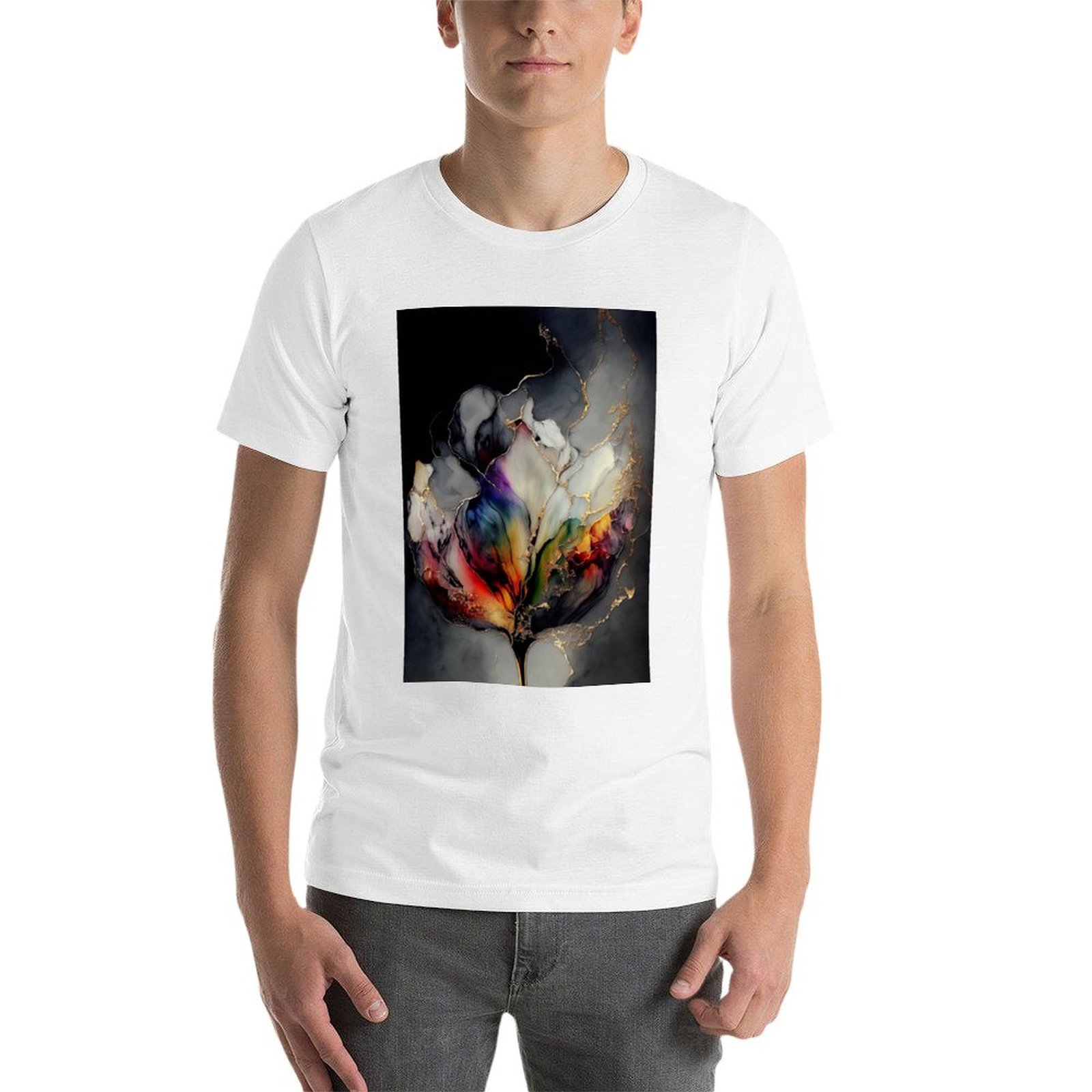 Tulip Symphony - Camiseta com  - Resin Art Alcohol Ink avaliação e preço