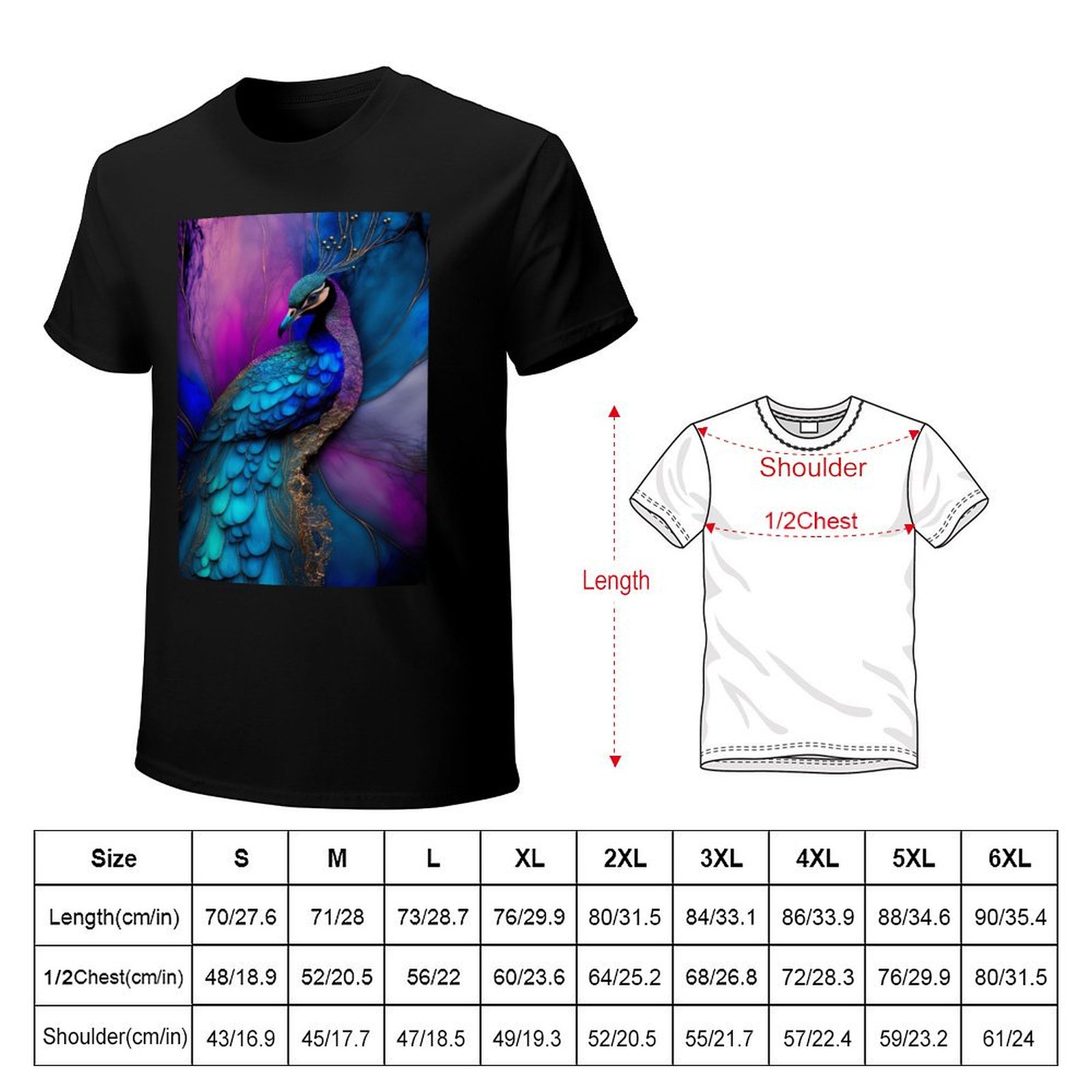 Camiseta Peacock Plume - Camis - Resin Art Alcohol Ink avaliação e preço