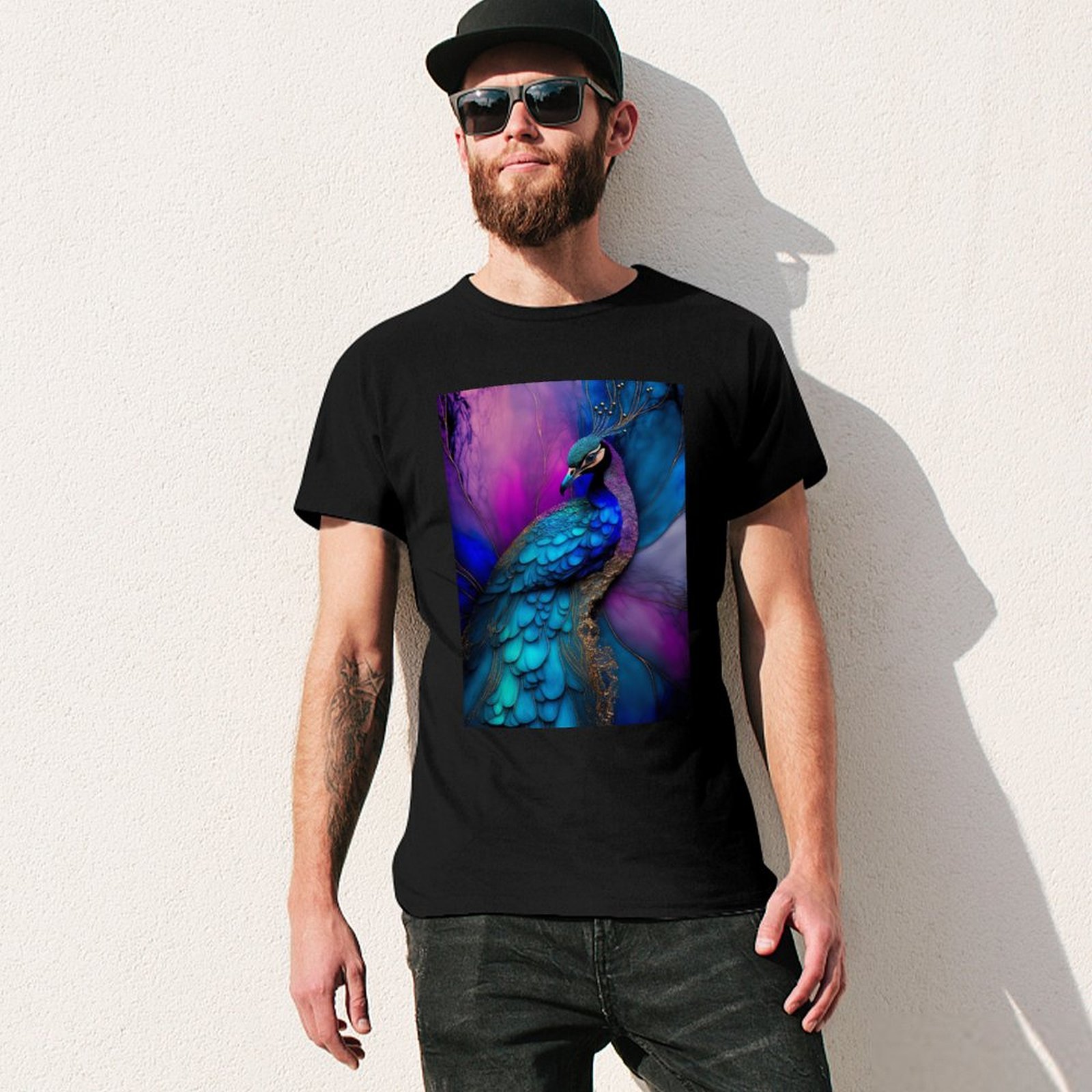 Camiseta Peacock Plume - Camis - Resin Art Alcohol Ink avaliação e preço